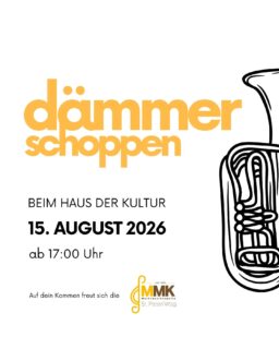 Herzliche Einladung zu unserem Dämmerschoppen am 15. August beim Haus der Kultur! Wir freuen uns auf dich 🤝🏻🙂↕️