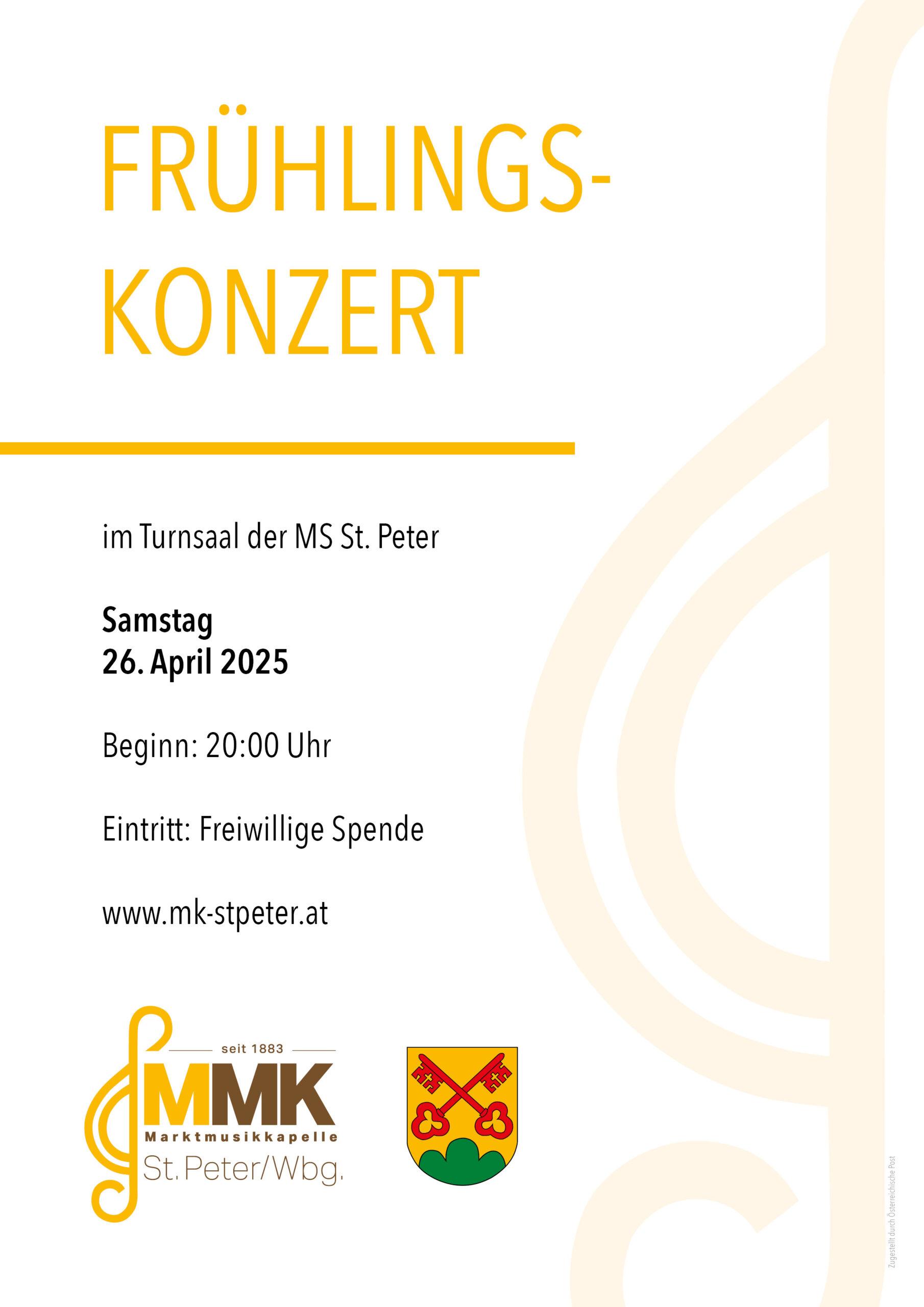 Einladung zum Frühlingskonzert der MMK St. Peter